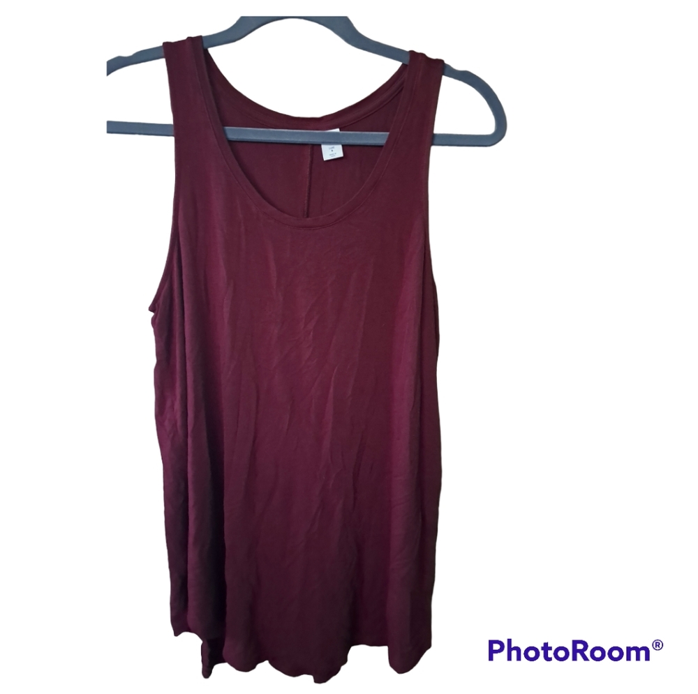 Old Navy Luxe Soft Tunic Tank Top Sleeveless Blouse Sz S Maroon Wine Red